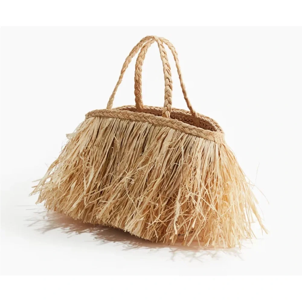 H&M fringe handbag raffia NWT LAST ONE - Picture 4 of 15